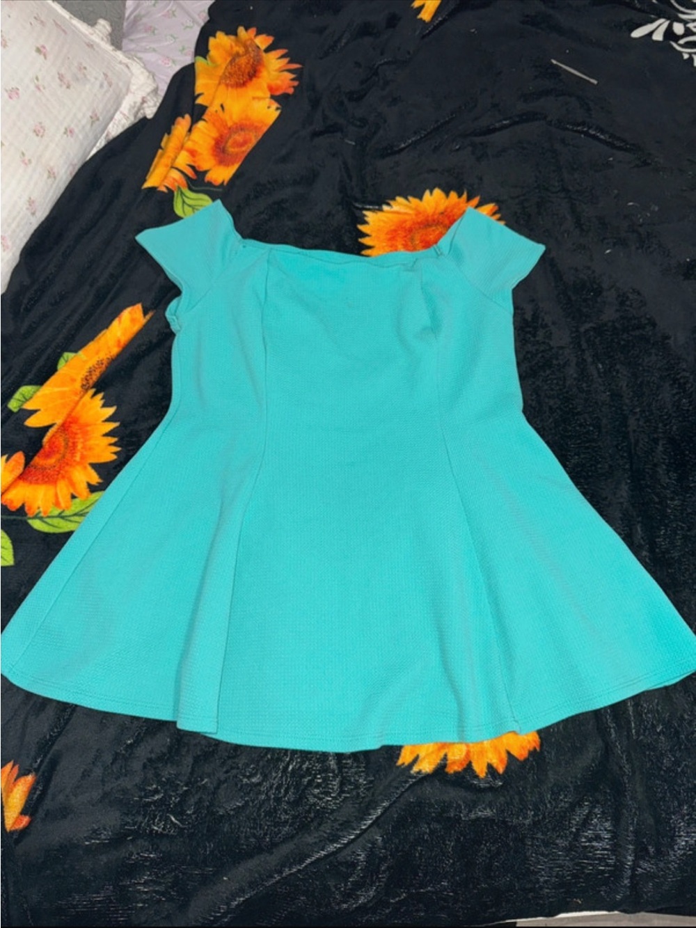 Fashion to Figure Aqua Off-Shoulder Fit & Flare Top